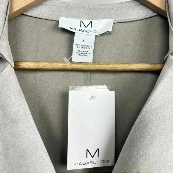 Magaschoni Suede Faux Leather Trench Coat Jacket | Size Medium - Picture 3 of 5